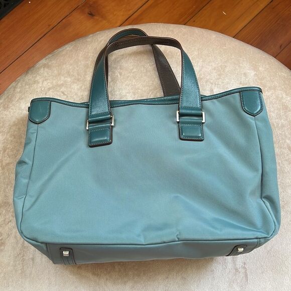 *Tumi* French-Blue Nylon Leather Trim Tote Pink Lining - Picture 1 of 11